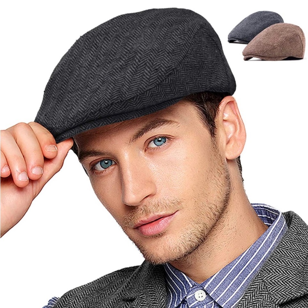 MEN'S Flat Ivy Gatsby Newsboy Hat Winter Gray